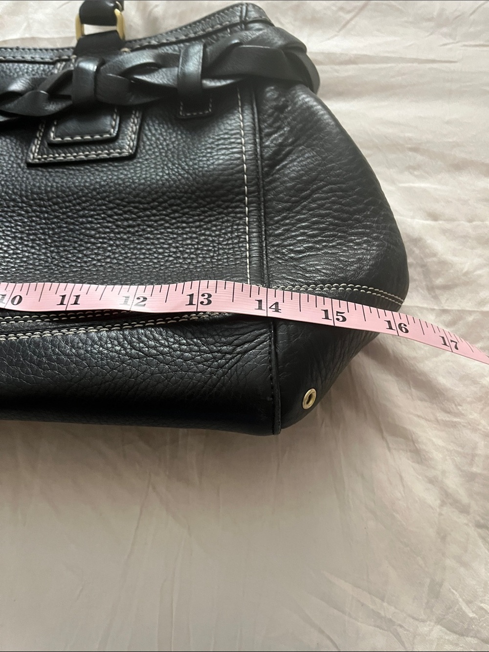 Coach Black Pebbled Leather Shoulder Bag with Braided Trim - Picture 6 of 8